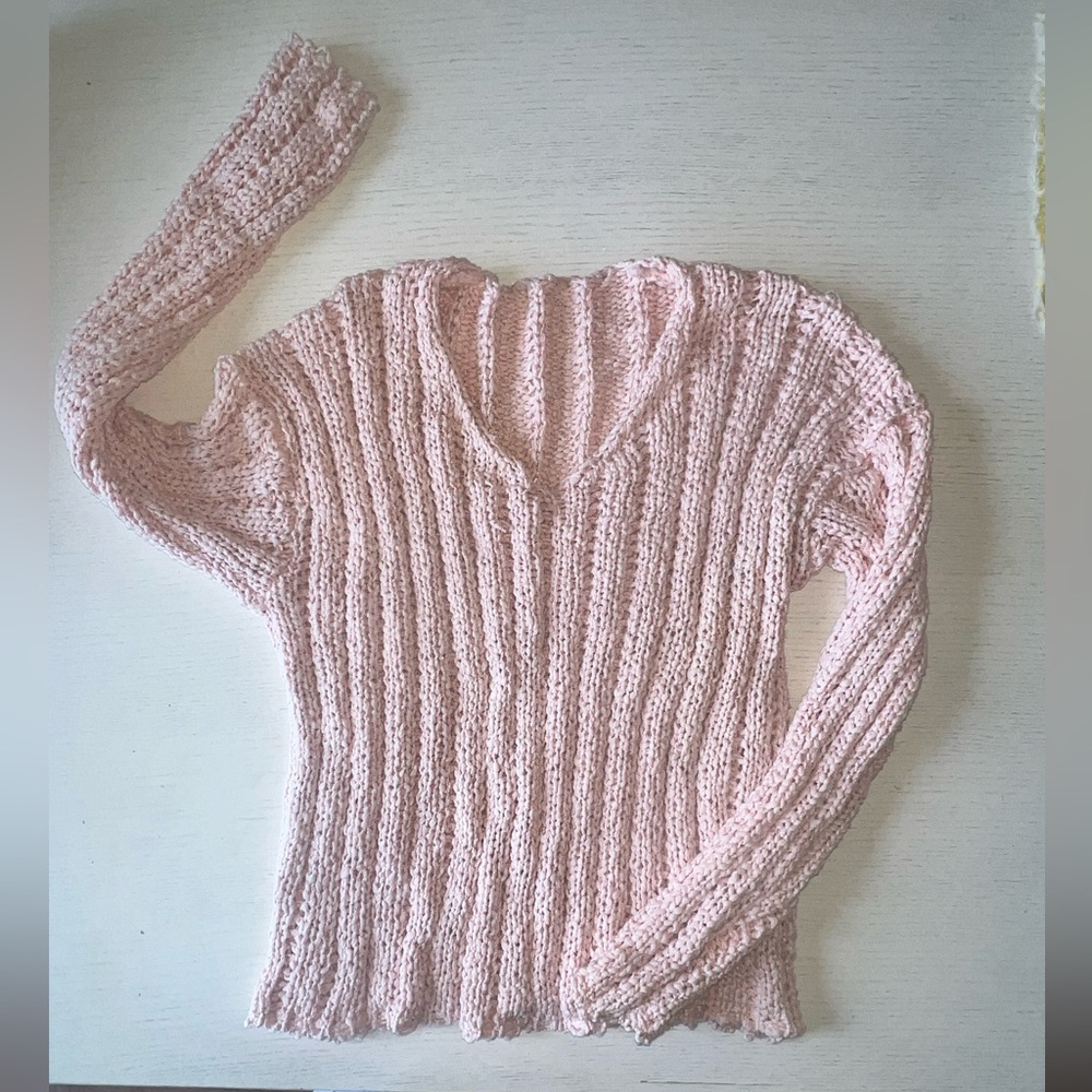 SHEIN Light Pink V-Neck Sweater